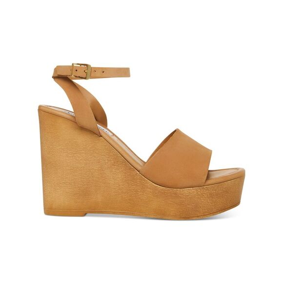 NWT STEVE MADDEN Womens Beige 1-1/2" Platform Welsh Leather Heeled Sandal 8 M - Picture 3 of 5